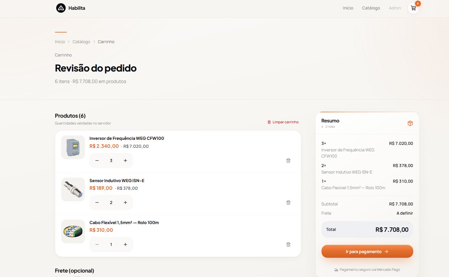Revisão do pedido