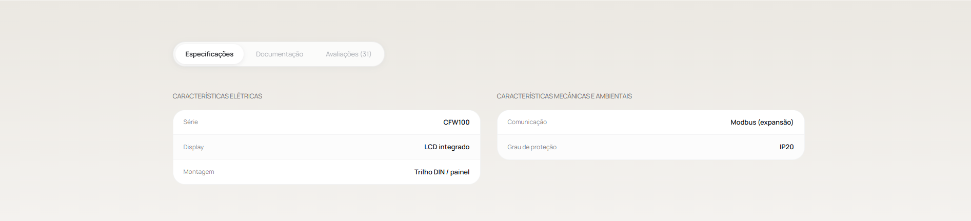 Especificações